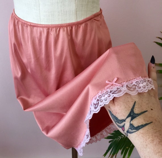 MARY - vintage satin half-slip, peachy pink skirt… - image 7