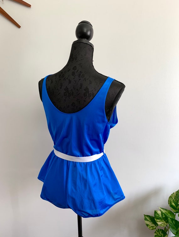 FANNIE - vintage royal blue teddy, cowl neck sati… - image 7