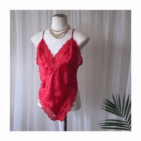 red satin bodysuit