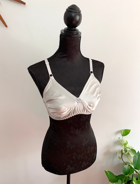 KATHERINE - vintage satin bralette, silvery blue … - image 5