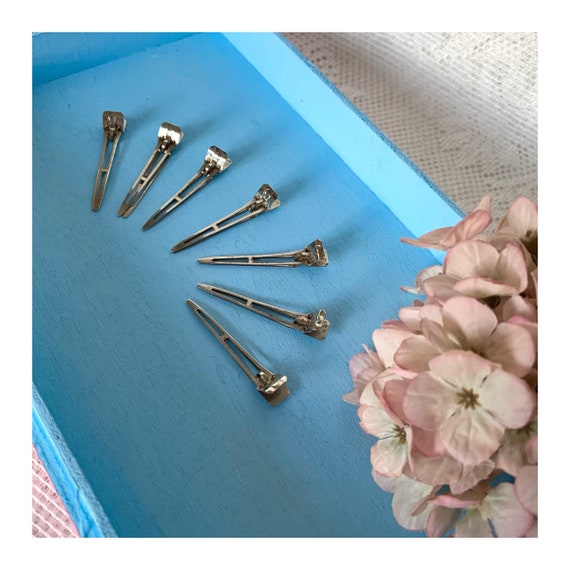 PIN CURL CLIPS - vintage small silver curl clips,