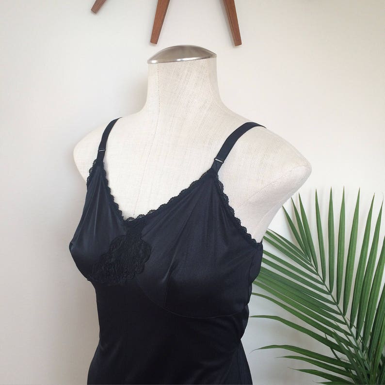 inky black lace trim pin up lingerie EARTHA 1960s retro bodysuit vintage satin teddy