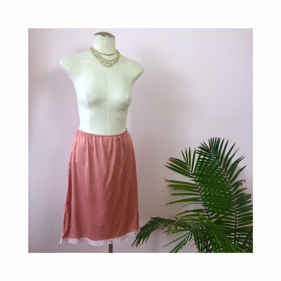 MARY - vintage satin half-slip, peachy pink skirt… - image 1