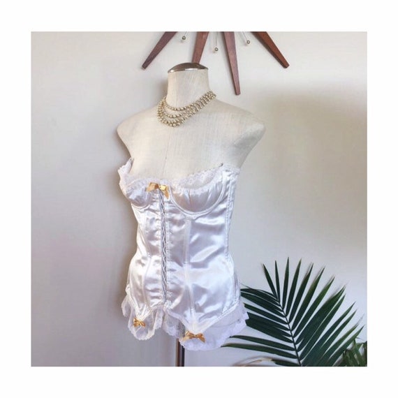 ZELDA - vintage cream satin corset, demi cup busti