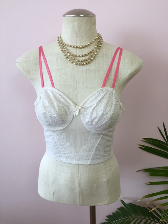 KITT - vintage longline bra, white lace overwire … - image 4