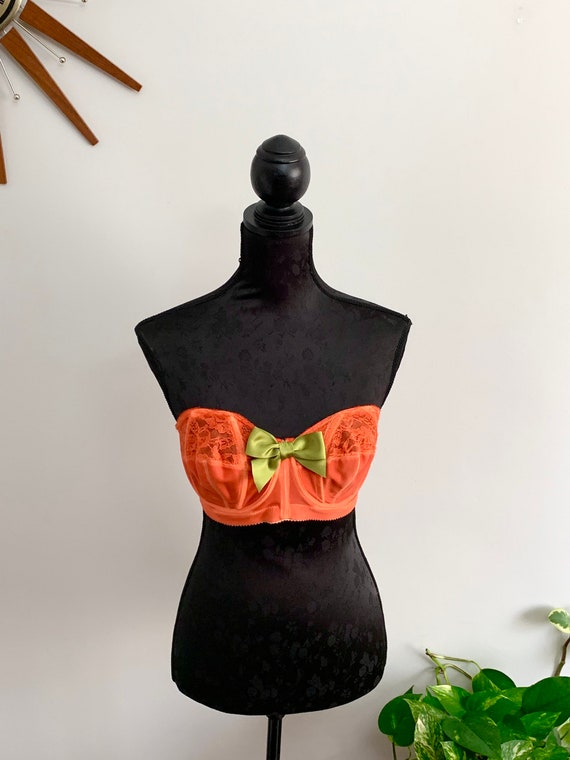 ANDREE - vintage strapless bra, hand dyed pumpkin… - image 3