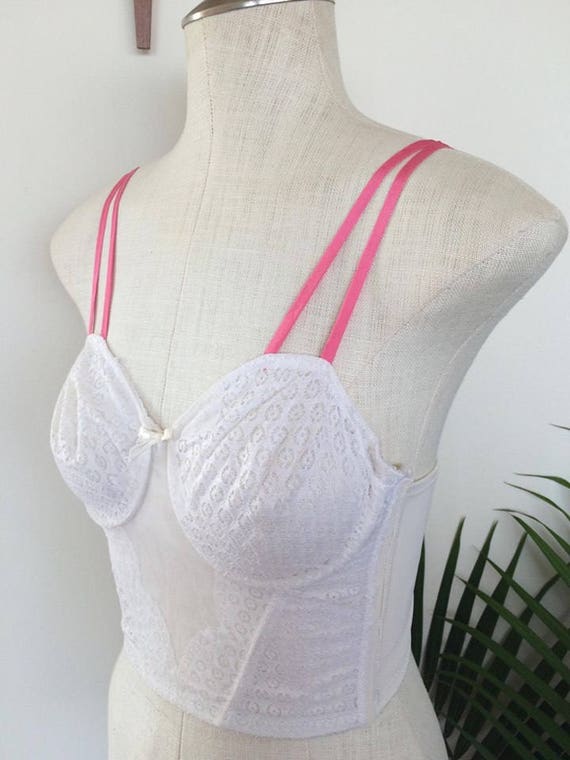 KITT - vintage longline bra, white lace overwire … - image 7