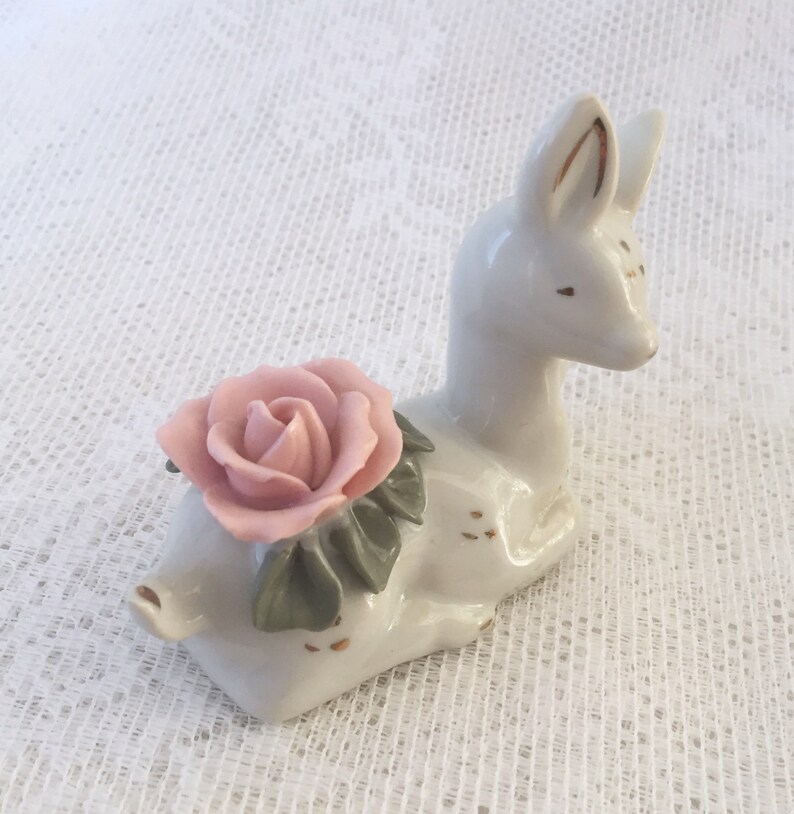 VINTAGE DEER FIGURINE Ceramic Fawn Tchotchke Woodland Animal Etsy