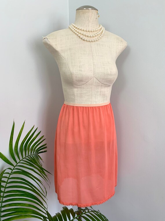 PATTI - vintage hand dyed peach skirt slip, retro… - image 5