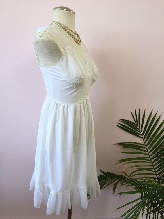 MARIE - vintage white peignoir nightie, sheer acc… - image 6