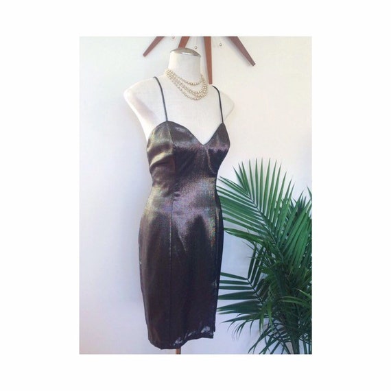 GOLD PARTY DRESS - vintage metallic sweetheart pen