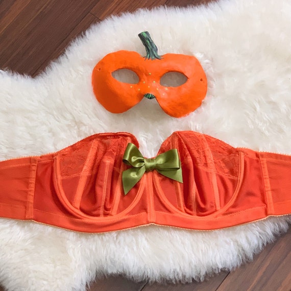 ANDREE - vintage strapless bra, hand dyed pumpkin… - image 10