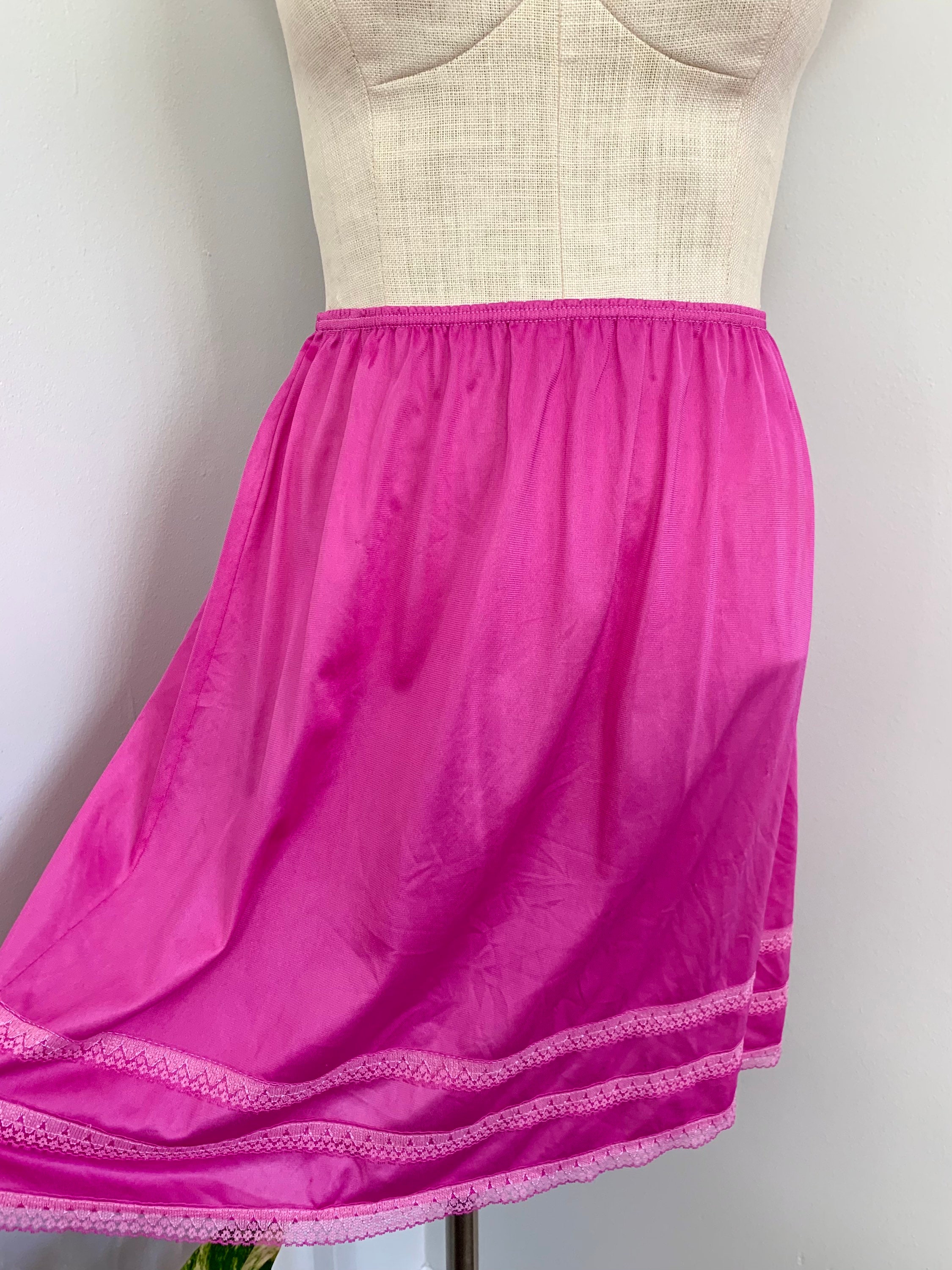 PEARL vintage hot pink satin half slip handdyed fuschia Etsy