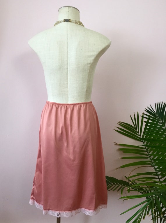 MARY - vintage satin half-slip, peachy pink skirt… - image 10