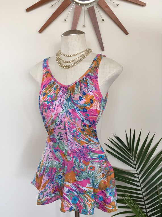 VINTAGE PSYCHEDELIC SWIMSUIT - one piece pinup ba… - image 3