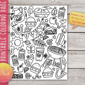 Summer BBQ Party Coloring Page