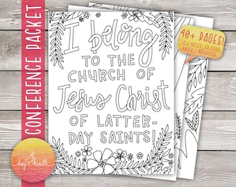 40+ page General Conference Packet - INSTANT DOWNLOAD (April 2024, Speaker Notes, Conference Bingo, Coloring Pages, Youth Theme)