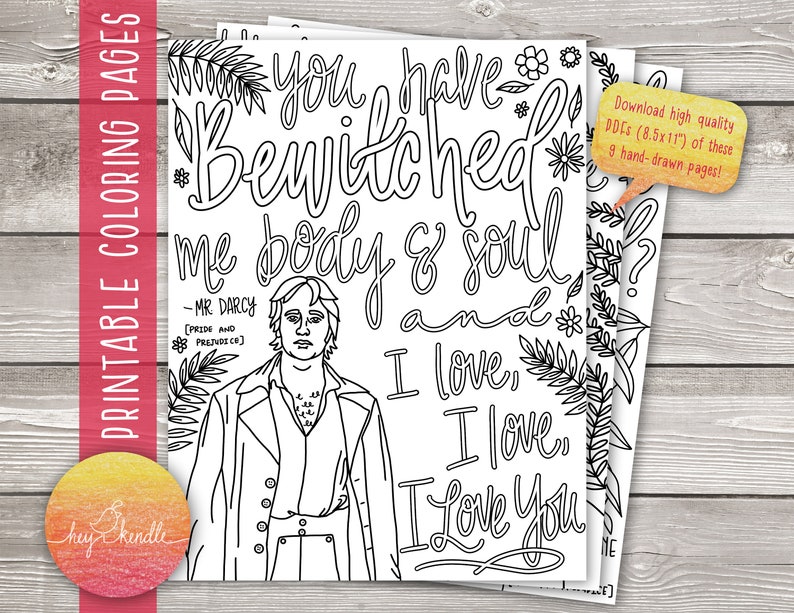 9 Pride and Prejudice Coloring Pages (instant Download) - Etsy