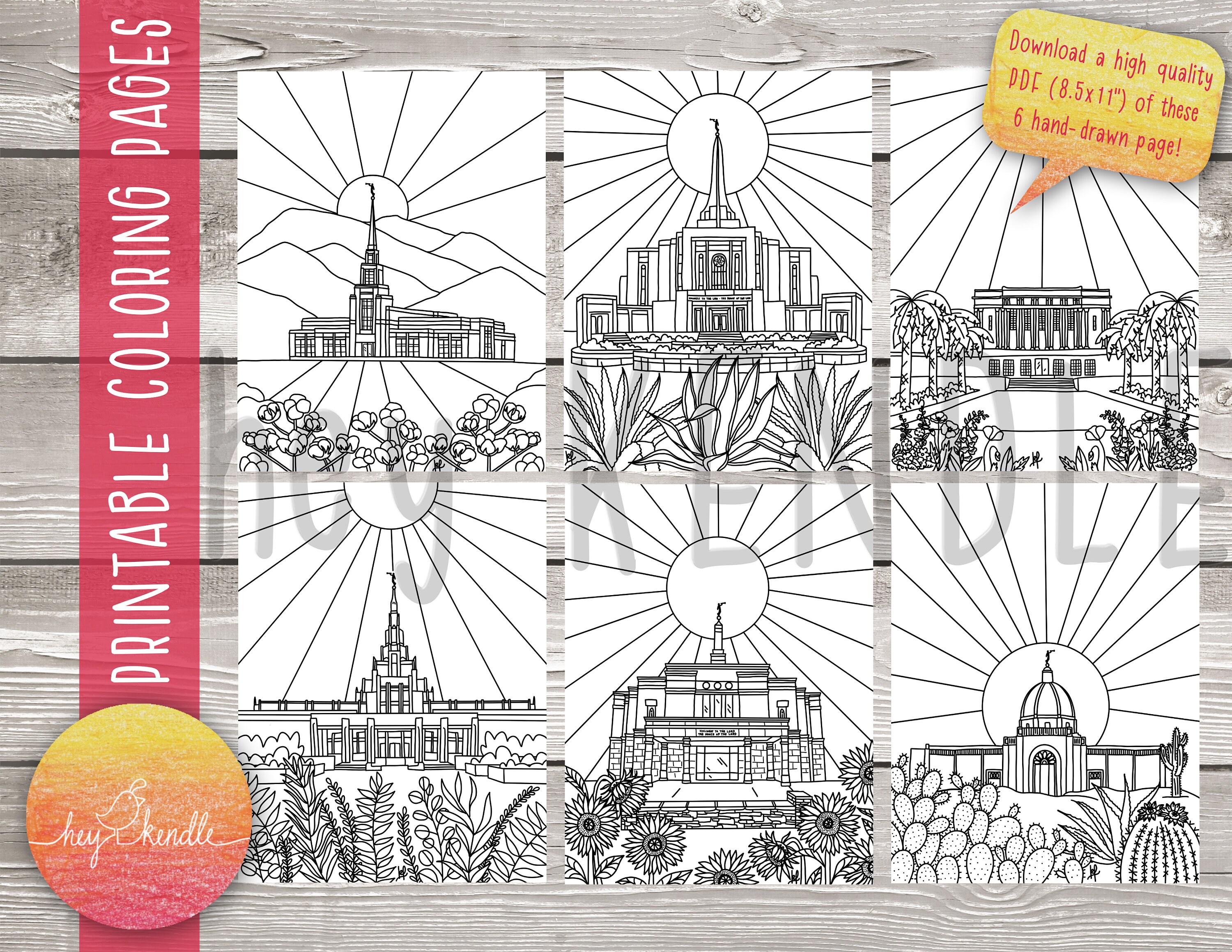 Arizona LDS Temples Coloring Pages (instant Download) Etsy
