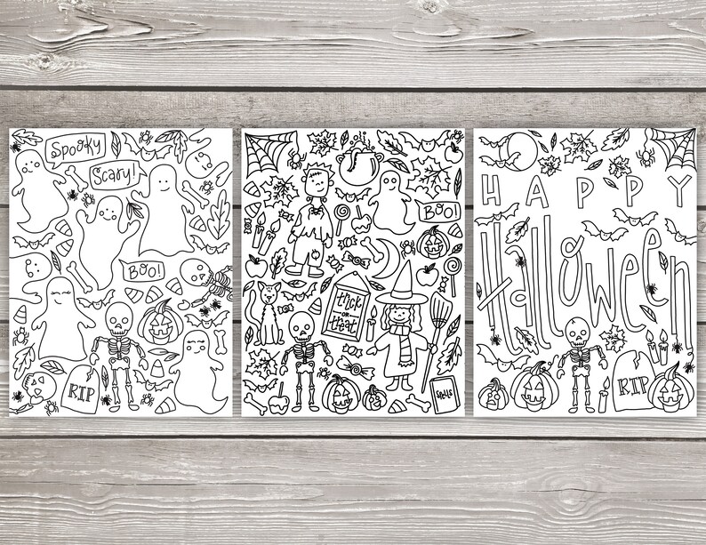 Halloween Coloring Pages - Instant Download - Etsy