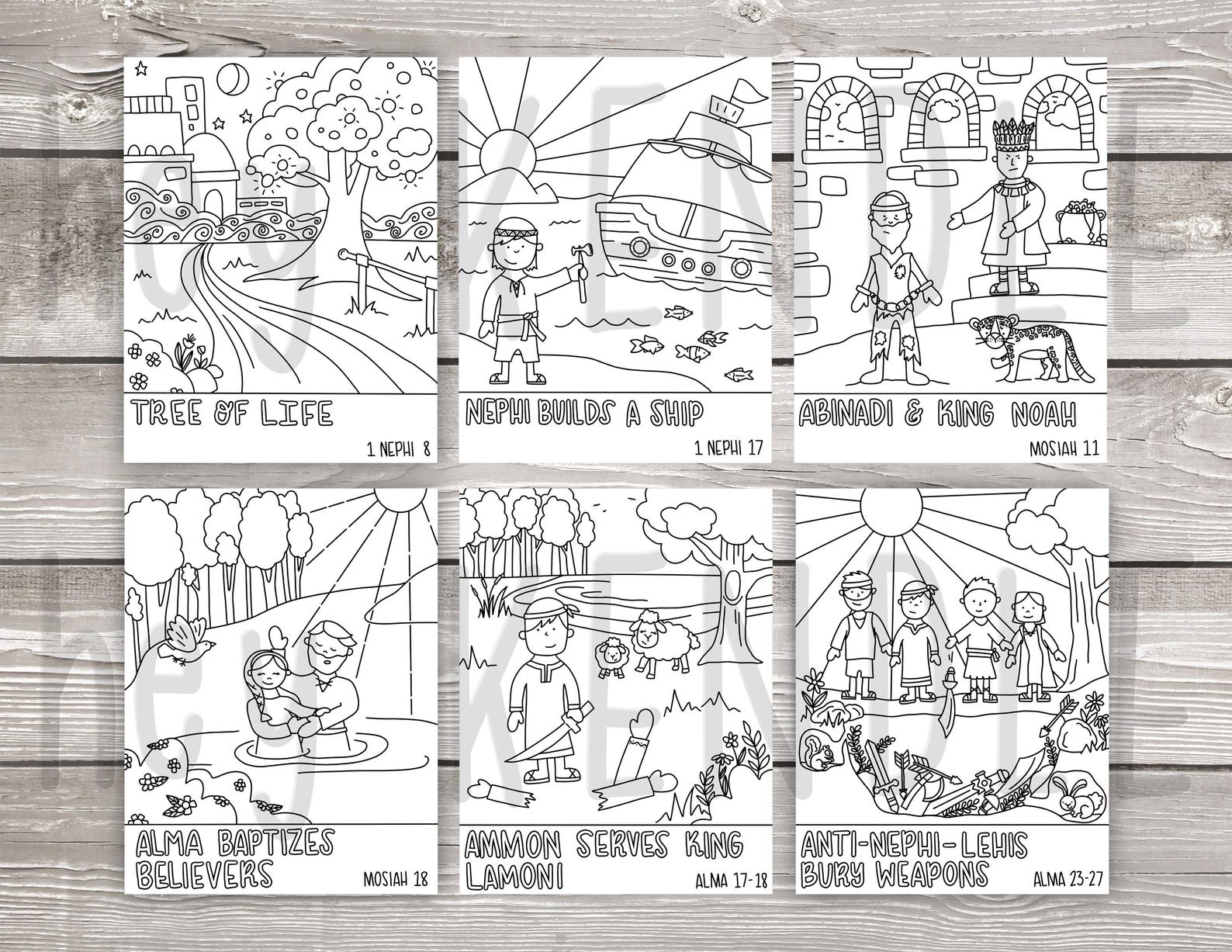 Book of Mormon Coloring Pages INSTANT DOWNLOAD 12 Unique Handdrawn