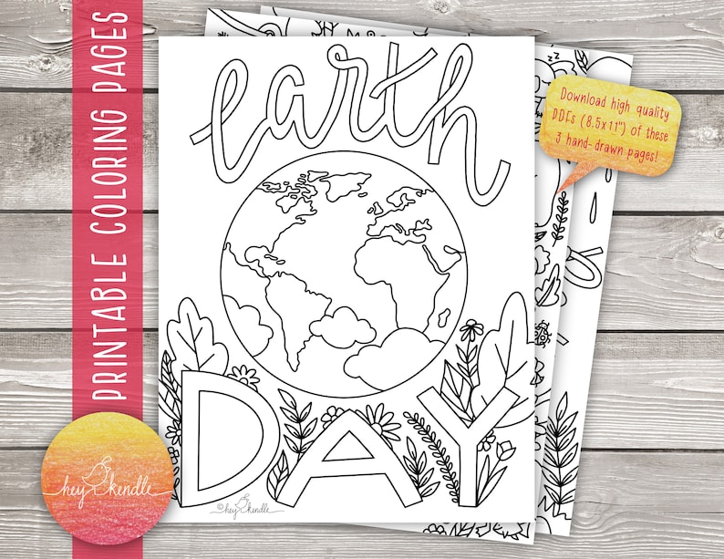 Earth Day Coloring Pages 3 Pages instant Download - Etsy Canada