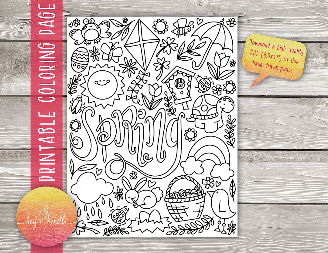 Spring - Coloring Pages (instant Download) - Etsy