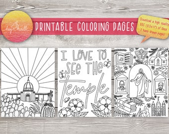 Tucson Temple Coloring Pages (Instant Download)
