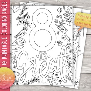 Baptism, 8 is Great - Set of 10 Coloring Pages (Instant Download)