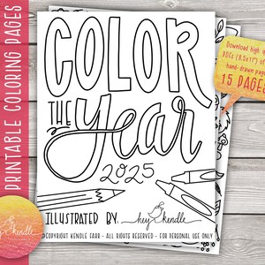 Color the Year (2025) 15 Coloring Pages - Instant Download