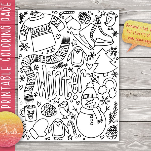 Winter Coloring Page (Instant Download)