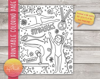 Gymnastics Coloring Page - Instant Download