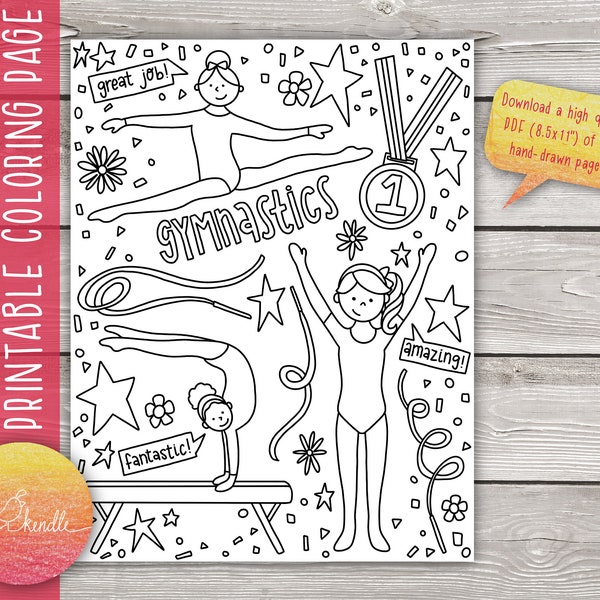 Gymnastics Coloring Pages - Instant Download