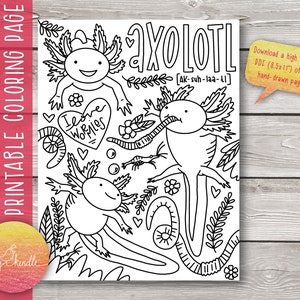 Axolotl Coloring Page (Instant Download)