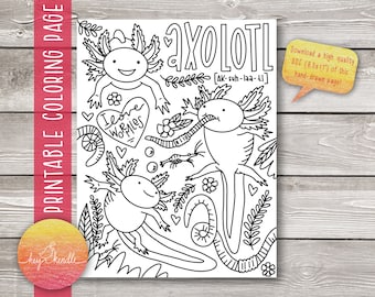 Axolotl Coloring Page (Instant Download)