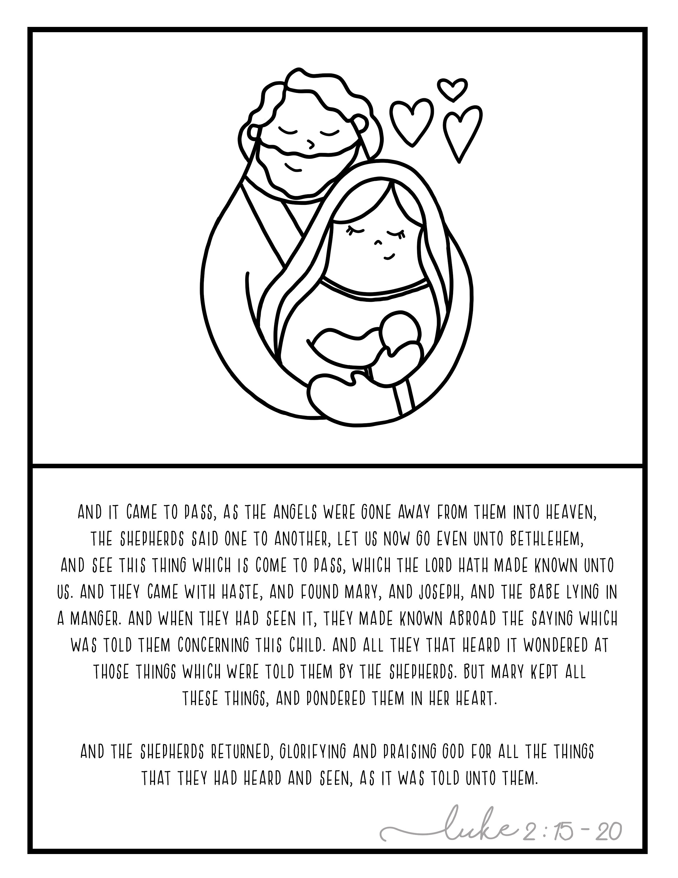 The Nativity Bible Verses Plus Coloring Pages the Christmas Story