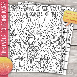 Patriotic Coloring Pages - Instant Download (First Responders, 4th of July, September 11th, Veterans Day, Memorial Day)