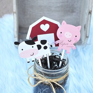 Farm Animal Cupcake Toppers, Barnyard Birthday Party, First Birthday, Baby Shower, Farm Animal Party Decor, Farm, Barnyard Cupcake Toppers