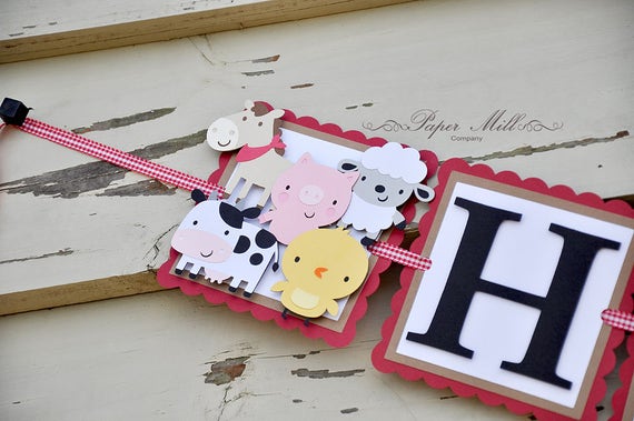 Childrens Happy Birthday Banner Farm Banner Barnyard Etsy
