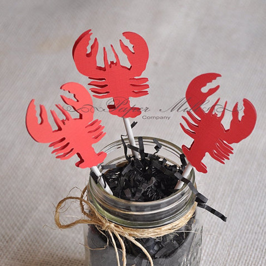 Lobster Birthday Decorations Lobster Cupcake Toppers Nautical Party Set ...
