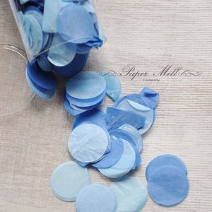 Tissue Paper Confetti Dark Blue/Light Blue- 1&quot; Circle Party Confetti, Wedding Confetti, Birthday, Table Confetti, Baby Shower, Bridal Shower
