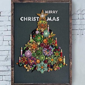 Kit de bordado de contas de árvore de Natal, conjunto de bordado de contas de abeto de Natal feliz com luz dourada, luz de árvore de Natal com contas, kits faça você mesmo