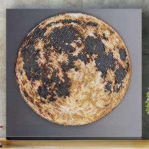 Realistische Weihnachtsstickerei, Mond Sterne Stickmuster, Kreuzstich Anleitung, handgemachtes Stickmuster, Weihnachtsgeschenk für Mama oder Schwester
