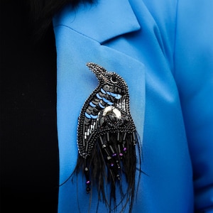 Kit per spilla a forma di corvo, kit per spille a forma di uccello nero, kit per spilla a forma di corvo, kit per principianti, kit per adulti, regalo per mamma o nonna