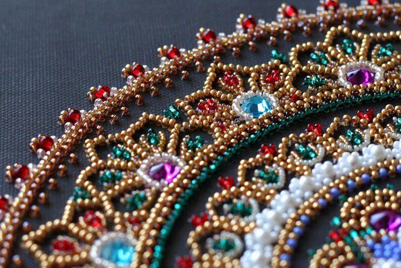 Mandala Bead Embroidey Kit on Art Natural Canvas in Indian Etsy