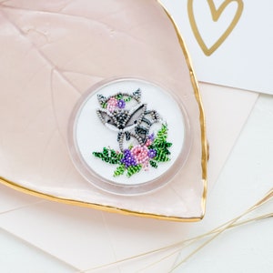 Declaration of love magnet bead embroidery kit with acrylic frame depicting the words L-O-V-E