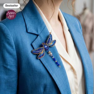 Dragonfly bead brooch kit, blue beading brooches kits, Dragonflies beadwork, bead kits,beginner beading kit, adult bead kit, girlfriend gift