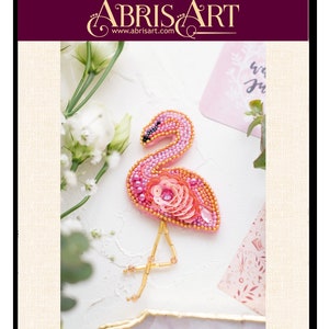 Kit per la creazione di gioielli con perline a forma di uccellino rosa, kit per spille con perline a forma di fenicottero, kit per principianti - kit per adulti, Abris Art, regalo per mamma o nonna