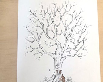 custom order -please don’t use unless advised too -For Anie, landscape fingerprint tree at 20 x 30inch. Custom tree drawing with 2 additions