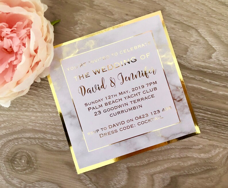 Gold Foil Marble Printed Wedding Invitation SAMPLE Etsy